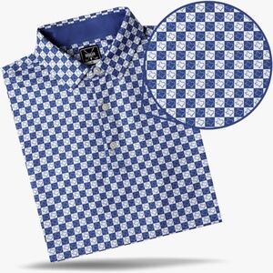 Deolax 3XL Texas Golf Polo- Texas Print Blue White Gold Shirt - XXXL